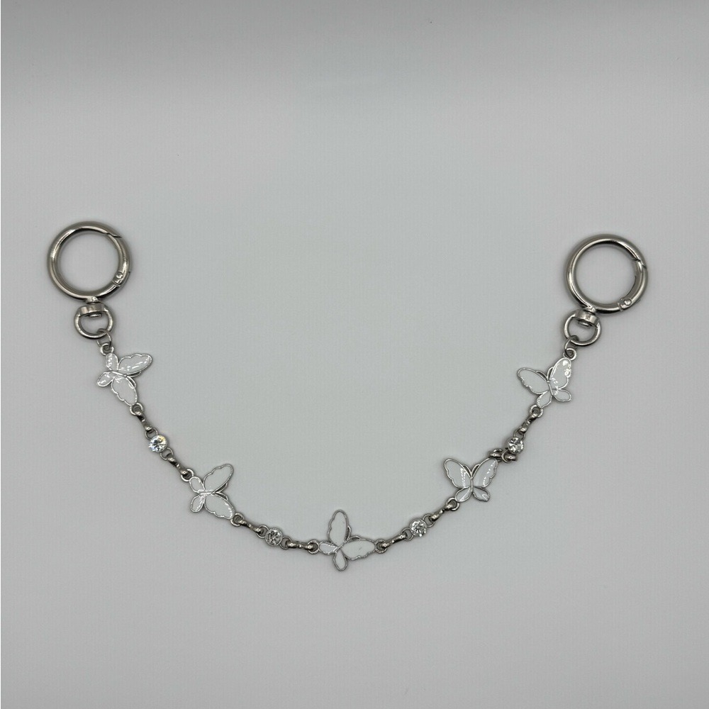 Hand Bag Chain Strap Extende, Pearl & Rhinestone Butterfly